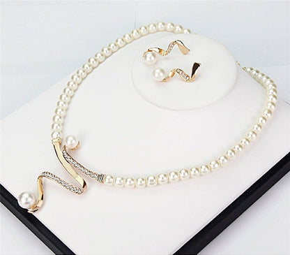 Natural Pearl Necklace + Earrings Set-Lydieannejewelry