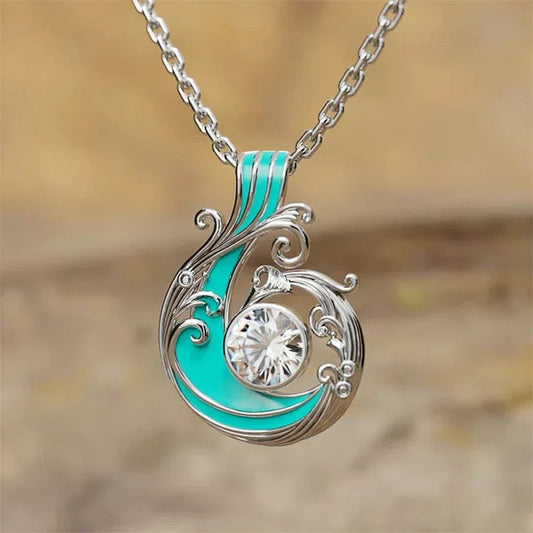 Silver Turquoise Filigree Necklace-Lydieannejewelry