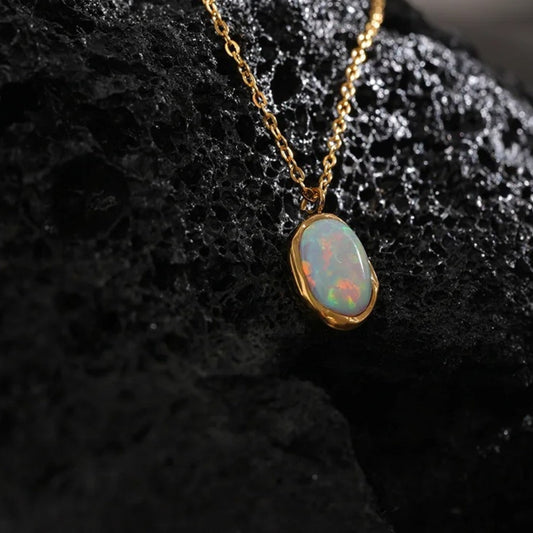 Vintage Glow Opal Stone Necklace